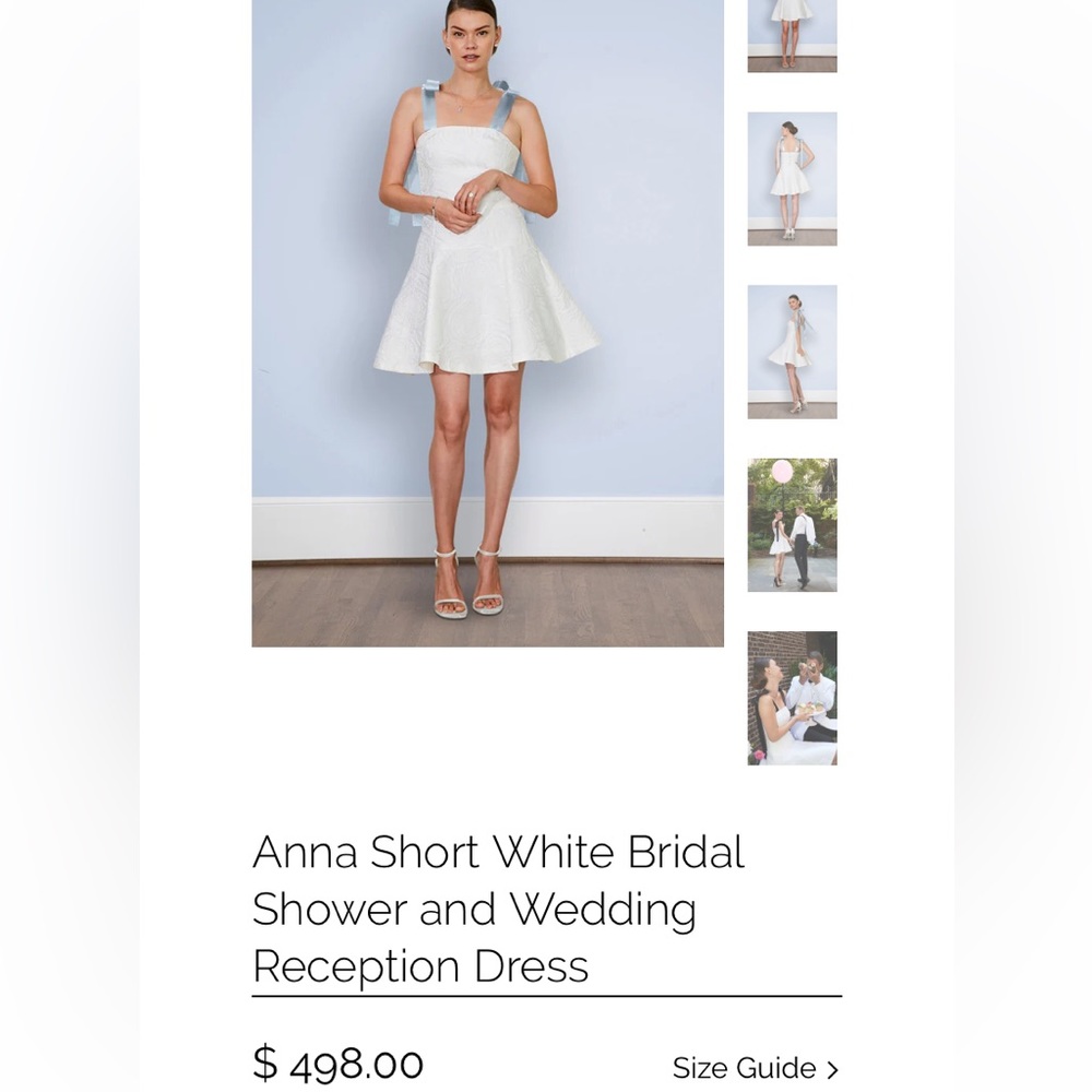 Jane Summers Anna White Bridal Shower and Bridal Reception Dress w Blue Straps